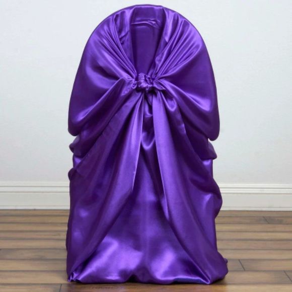 Purple Universal Satin 300 Chair Cover - Picture 1 of 3